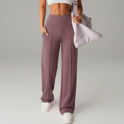 ⏰ 50.000+ VERKAUFT!💕 Damen-Unifarbene Weite Straight-Leg-Hose