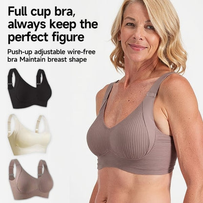 🎁 1 Kaufen, 1 Gratis 💕 Damen Rippenstrick Push-Up Verstellbarer Drahtloser BH