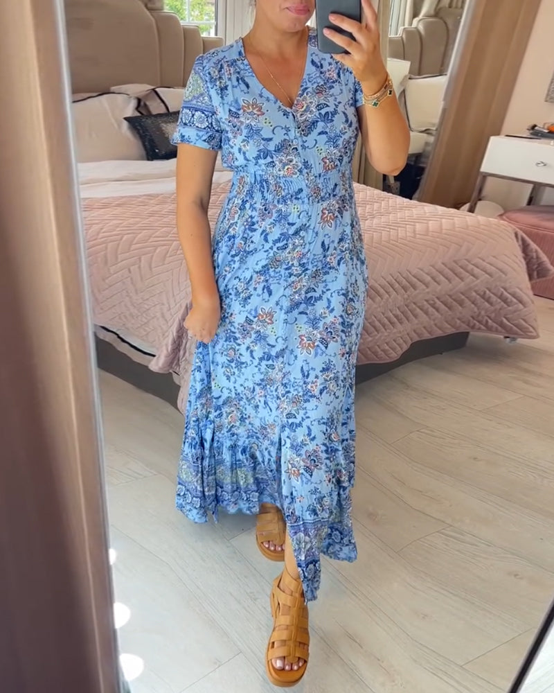 🔥 Novedades primavera 2025: 49% de descuento 🔥 Vestido con estampado floral y cuello en V