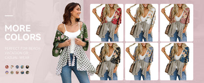 🌸Damen-Kimonos mit Blumenmuster, Rüschenärmeln und Bindegürtel – luftige Boho-Cardigans im lockeren Schnitt