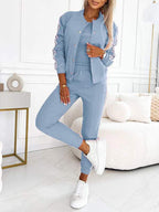 ⏳Begrenzte Zeit 50% Rabatt💥Dreiteiliges Set aus Baseballjacke und -hose für Damen