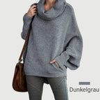 🔥Herbstangebote 50% Rabatt🍂Damen Fledermausärmel Pullover mit Rollkragen und Taschen