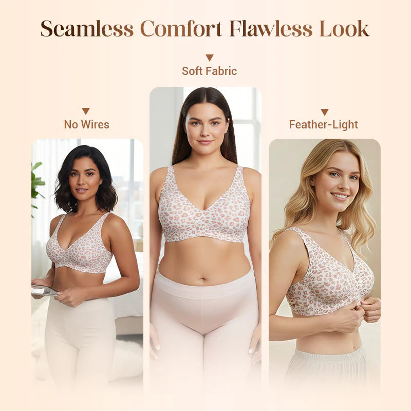 2-teiliges Set Recommended 💕 Jelly Wireless Damen Bequeme Wireless BHs Push-Up Bralettes Nahtlose T-Shirt-BHs Tiefer V-Alltags-BHs