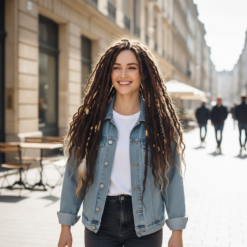 Deep Nu Locs Crochet Hair – geflochtene Zöpfe & lockere Wellen, Pferdeschwanz-Stil 💁🏽‍♀️✨