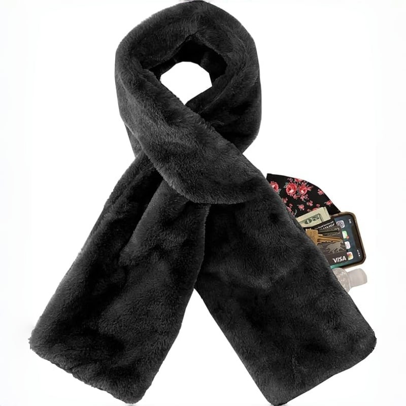 🏆LETZTER TAG SALE 50% RABATT🔥⚡50K+ verkauft!🧣Ultraweicher Kunstfell-Durchziehschal mit geheimer Reißverschlusstasche