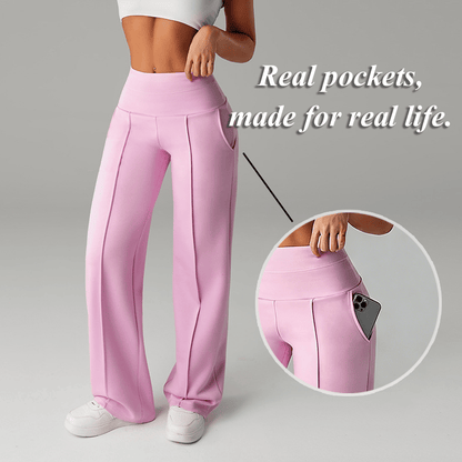 ⏰ 50.000+ VERKAUFT!💕 Damen-Unifarbene Weite Straight-Leg-Hose