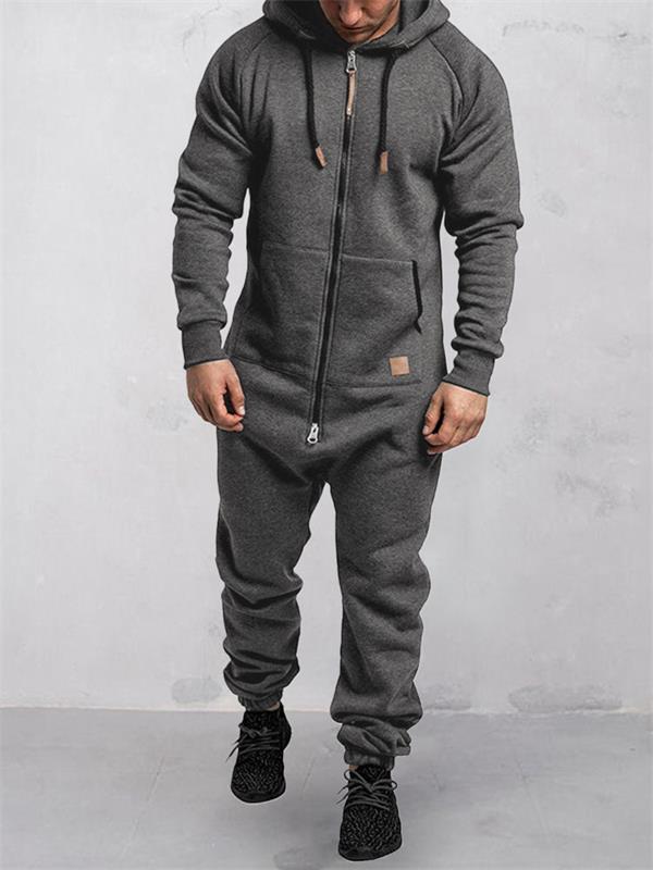 Kapuzen-Fleece-Einteiler in Uni-Farbe – Warm und gemütlich für Winter & Zuhause