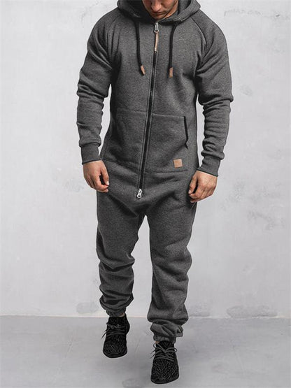Kapuzen-Fleece-Einteiler in Uni-Farbe – Warm und gemütlich für Winter & Zuhause