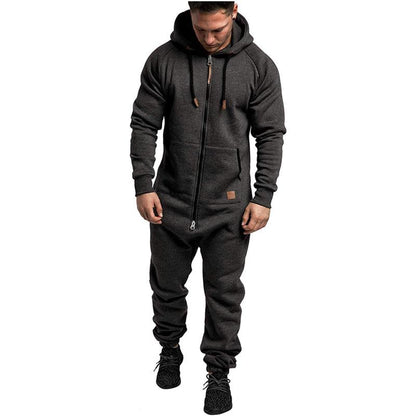 Kapuzen-Fleece-Einteiler in Uni-Farbe – Warm und gemütlich für Winter & Zuhause