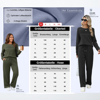 ✨Loungeset für Damen: Top mit Rundhalsausschnitt & Hose mit Kordelzug💖