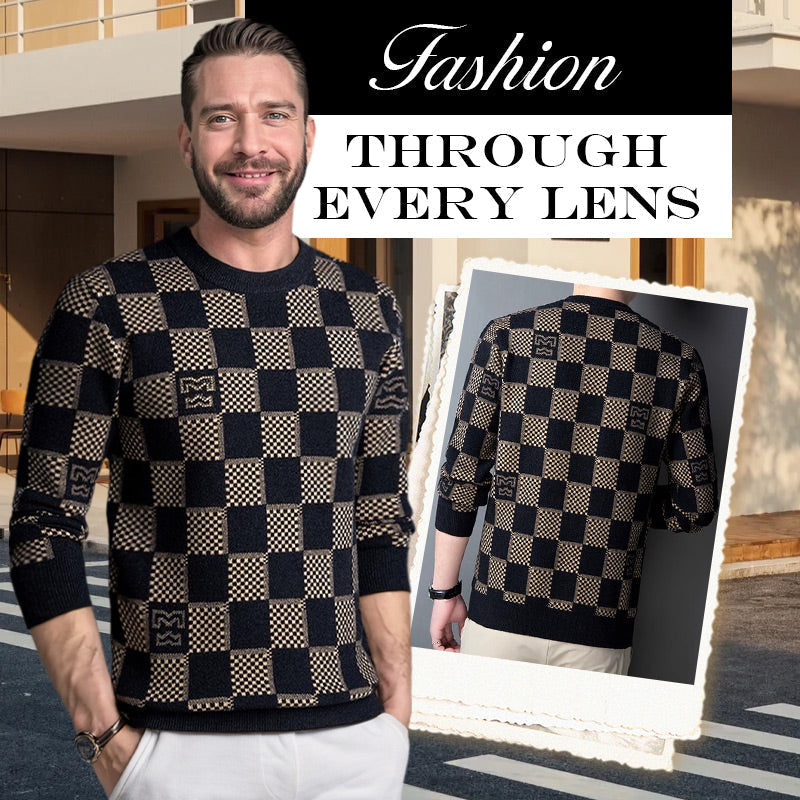 🔥Heißer Verkauf 54% OFF 🔥 Herren kariert gedruckt Mock Neck Verdickter Pullover Pullover