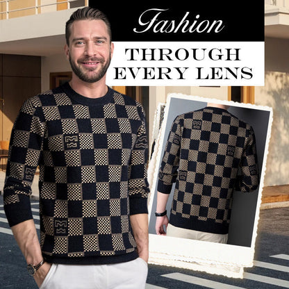 🔥Heißer Verkauf 54% OFF 🔥 Herren kariert gedruckt Mock Neck Verdickter Pullover Pullover