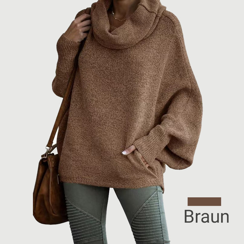🔥Herbstangebote 50% Rabatt🍂Damen Fledermausärmel Pullover mit Rollkragen und Taschen