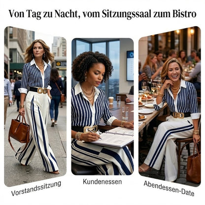 Gestreiftes Shirt & weite Hose im Set – bequem & stilvoll für den Alltag