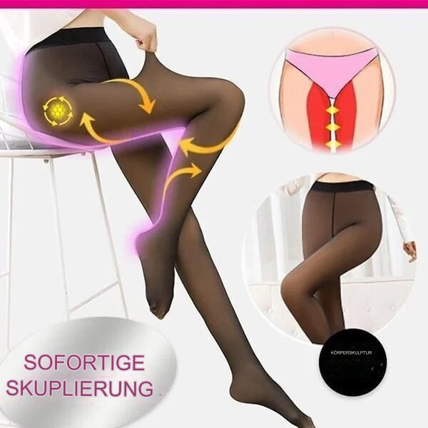 🔥Fake Translucent Warm Plush gefütterte elastische Strumpfhosen
