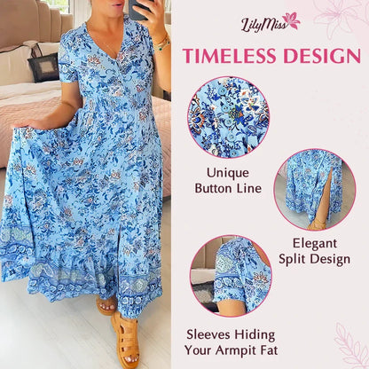 🔥 Novedades primavera 2025: 49% de descuento 🔥 Vestido con estampado floral y cuello en V