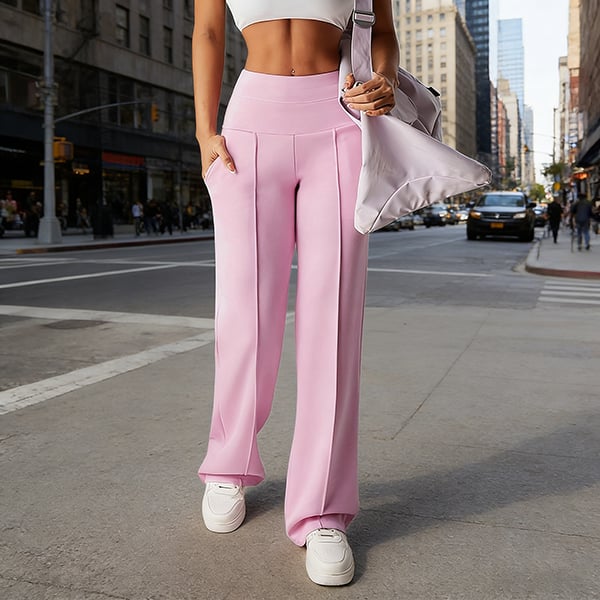 ⏰ 50.000+ VERKAUFT!💕 Damen-Unifarbene Weite Straight-Leg-Hose