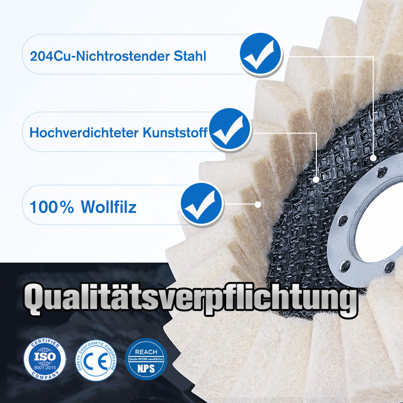 ✨ KAUFE 1, ERHALTE 1 GRATIS ! 🔧 Polierscheibe aus Wollfilz – Einfach zu Handhaben, Schonend für Oberflächen & Professionelles Ergebnis 🧽