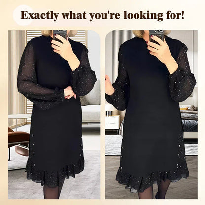 💖Räumungsverkauf 💖🔥Damenkleid mit Rundhalsausschnitt und einfarbigem Strass