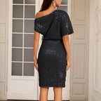 💃👠49% RABATT💖Party- und Clubkleid mit One-Shoulder-Träger und funkelnden Pailletten für Damen✨