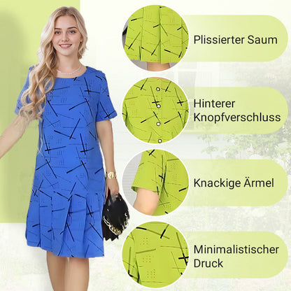 🔥Venta caliente en🌈¡Vestido plisado de manga corta estampado moderno para mujer! 🔥