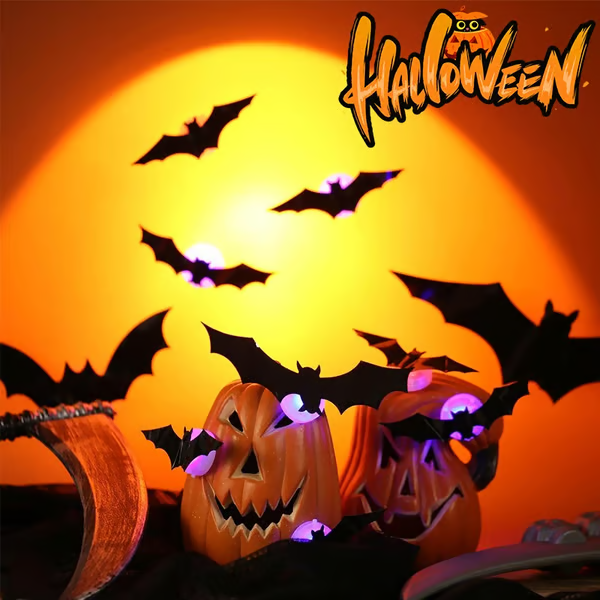 🔥🦇 Halloween-Atmosphäre mit leuchtenden 3D-Fledermäusen