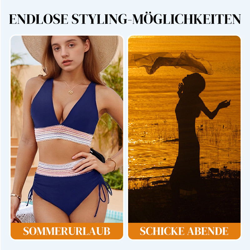 🔥2026 Neuer Typ 49% Rabatt💥Hoch taillierte Bikini-Sets mit Bauchkontrolle und Farbblock-Design👙