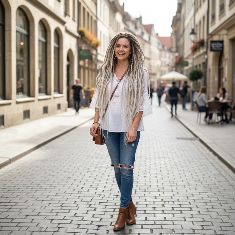 Deep Nu Locs Crochet Hair – geflochtene Zöpfe & lockere Wellen, Pferdeschwanz-Stil 💁🏽‍♀️✨