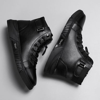 🎁Schwarze lässige, vielseitige Herren-Stiefeletten aus echtem Leder
