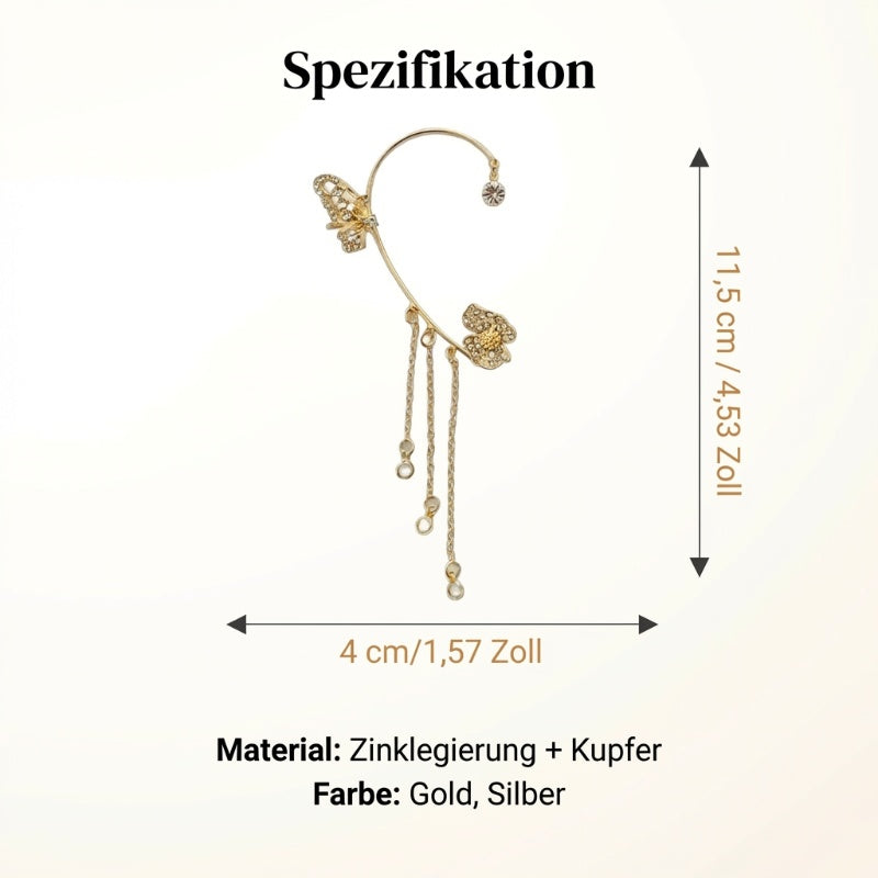💕💕Schlichte Ohrclips mit Schmetterlings- und Blumenmotiv & Quasten – Elegant & bequem, ohne Ohrloch 🌸🦋