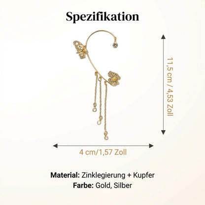 💕💕Schlichte Ohrclips mit Schmetterlings- und Blumenmotiv & Quasten – Elegant & bequem, ohne Ohrloch 🌸🦋