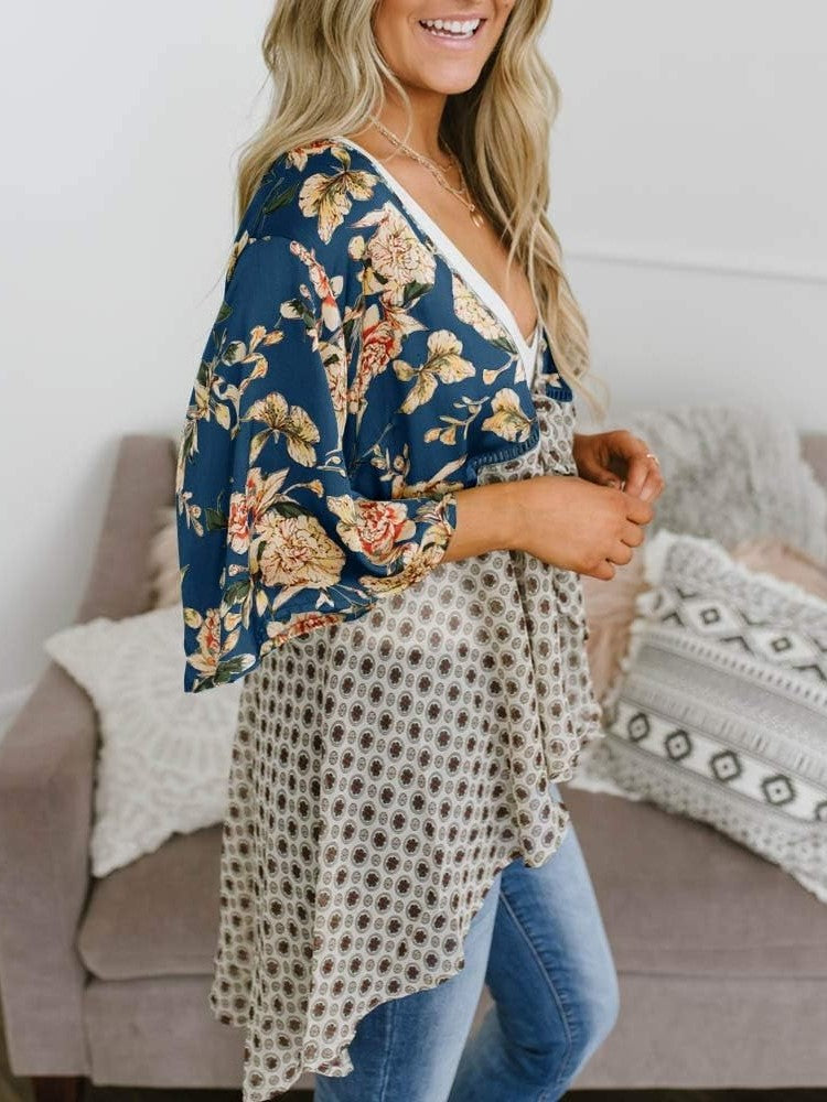 🌸Damen-Kimonos mit Blumenmuster, Rüschenärmeln und Bindegürtel – luftige Boho-Cardigans im lockeren Schnitt