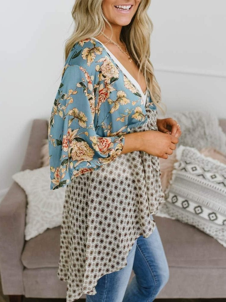 🌸Damen-Kimonos mit Blumenmuster, Rüschenärmeln und Bindegürtel – luftige Boho-Cardigans im lockeren Schnitt