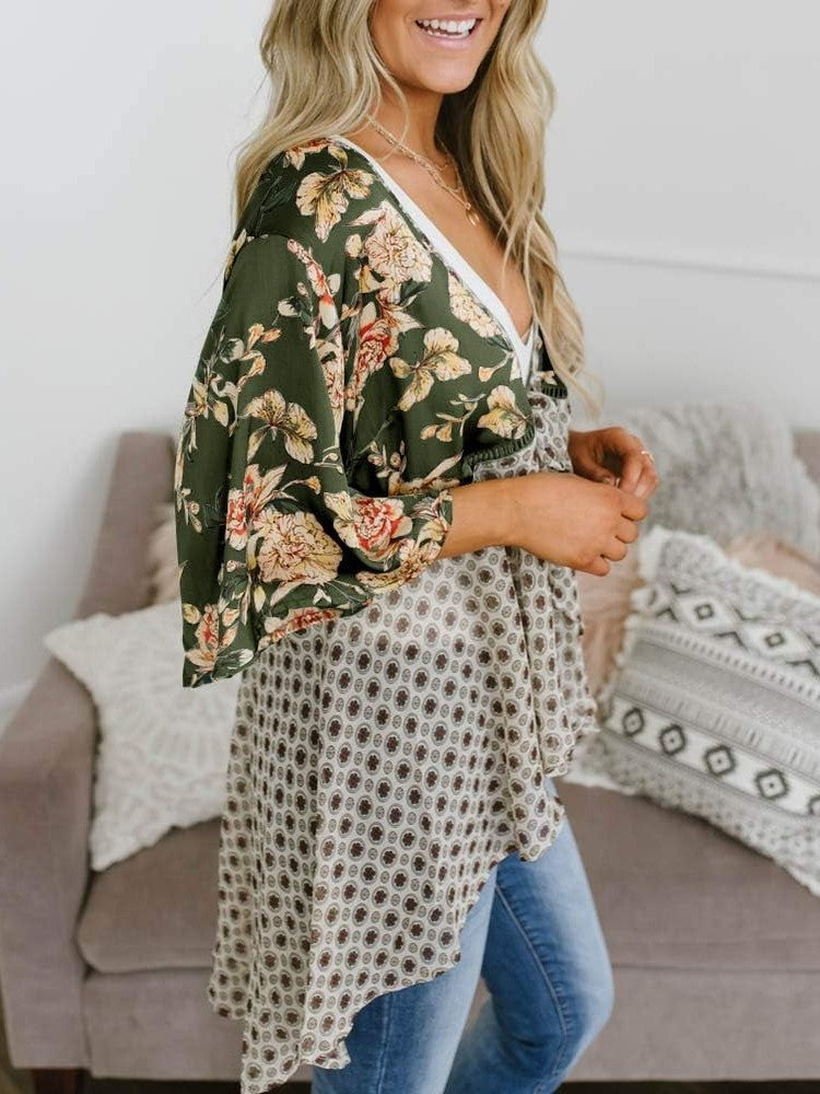🌸Damen-Kimonos mit Blumenmuster, Rüschenärmeln und Bindegürtel – luftige Boho-Cardigans im lockeren Schnitt