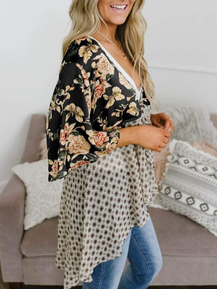 🌸Damen-Kimonos mit Blumenmuster, Rüschenärmeln und Bindegürtel – luftige Boho-Cardigans im lockeren Schnitt