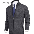 Solide Herrenfarbe Stehkragen Modische offene Strickjacke Cardigan