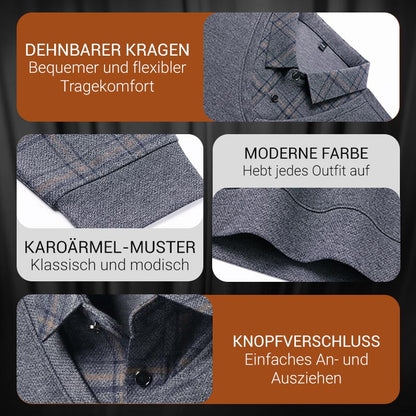 LETZTER TAG AKTION - 58% RABATT🏆Herren Fake Zweiteiler mit Revers Langarm Oberteile