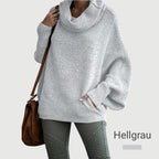 🔥Herbstangebote 50% Rabatt🍂Damen Fledermausärmel Pullover mit Rollkragen und Taschen