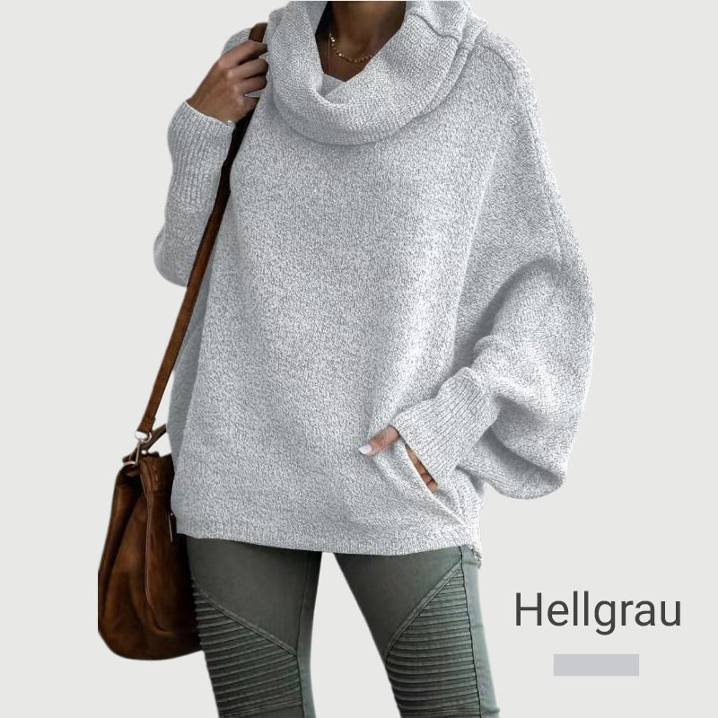 🔥Herbstangebote 50% Rabatt🍂Damen Fledermausärmel Pullover mit Rollkragen und Taschen