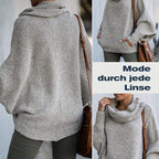 🔥Herbstangebote 50% Rabatt🍂Damen Fledermausärmel Pullover mit Rollkragen und Taschen