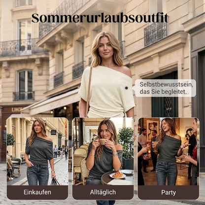 🔥 Heißer Sale: 50 % Rabatt!! 🔥 Asymmetrisches Off-Shoulder-Oberteil mit Fledermausärmeln für Damen