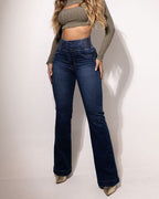 Hoch taillierte, dehnbare Flared Jeans💯💯