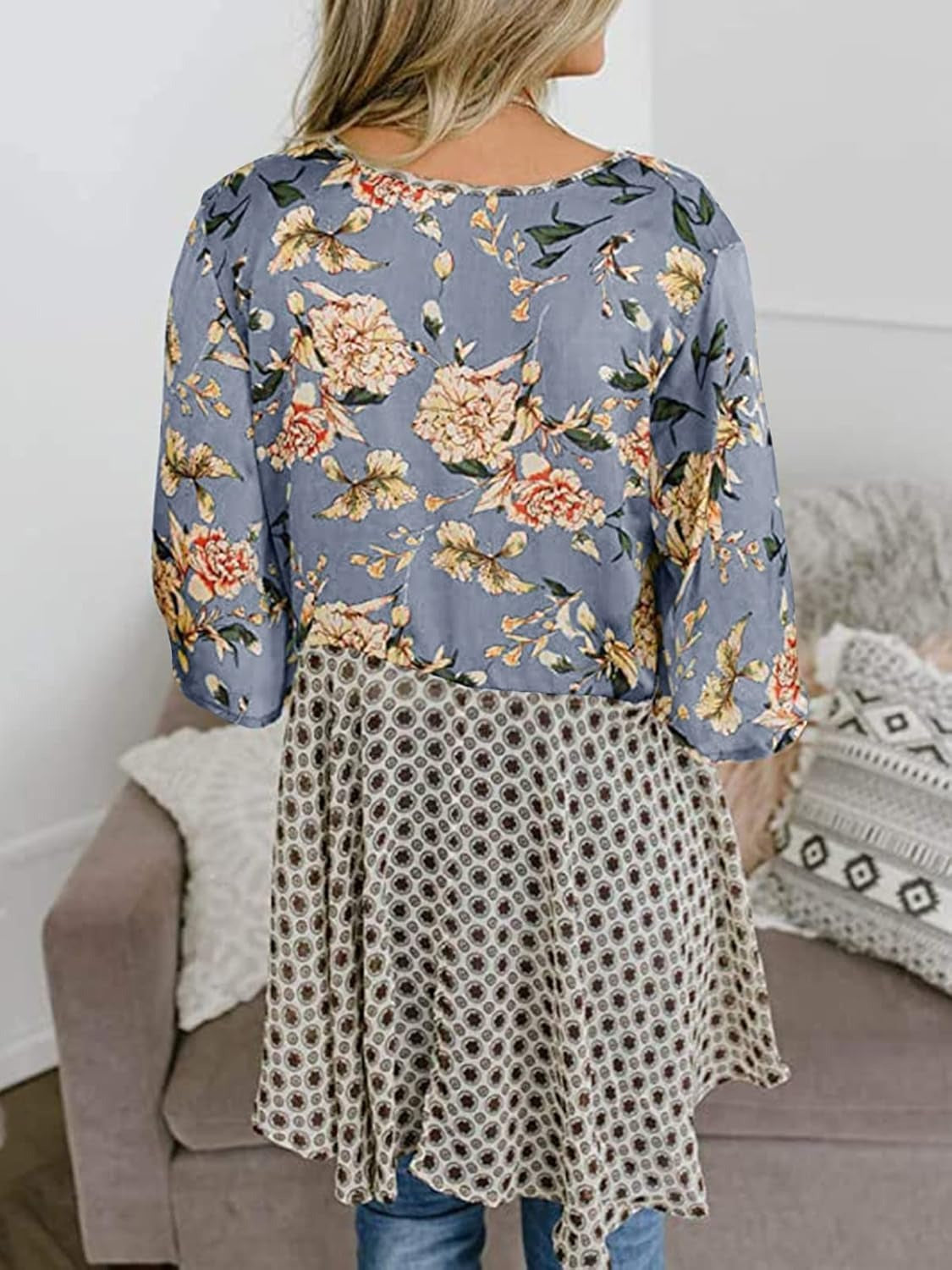 🌸Damen-Kimonos mit Blumenmuster, Rüschenärmeln und Bindegürtel – luftige Boho-Cardigans im lockeren Schnitt
