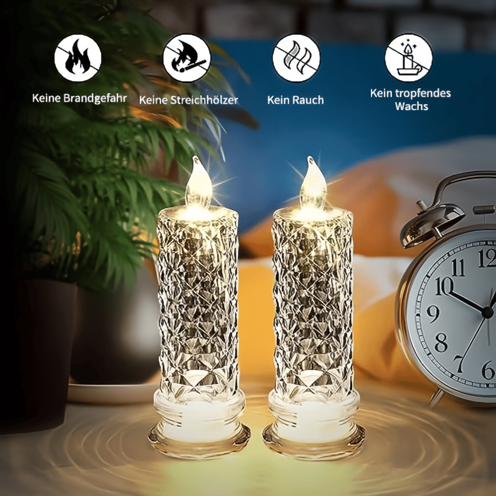 🔥Letzter Tag 50% Rabatt🎁Set mit 4 LED-Kristallkerzenleuchtern