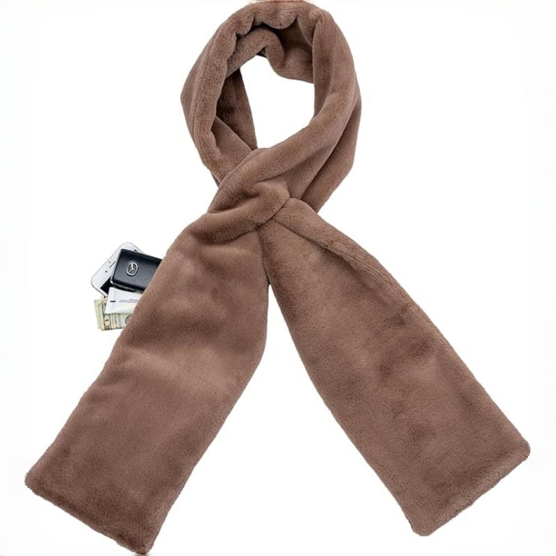 🏆LETZTER TAG SALE 50% RABATT🔥⚡50K+ verkauft!🧣Ultraweicher Kunstfell-Durchziehschal mit geheimer Reißverschlusstasche