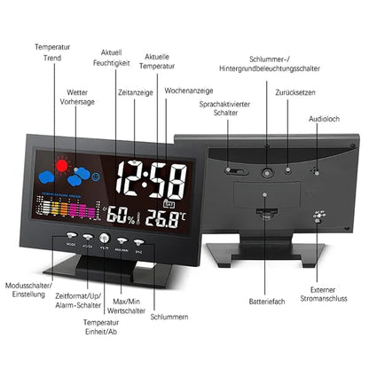 🔥El mejor regalo: 50% de descuento🔥Monitor digital LED de temperatura y humedad, pronóstico del tiempo, reloj despertador LED de escritorio