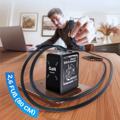 USB-C Schnellladestation mit einziehbarem Kabel – Universell einsetzbar