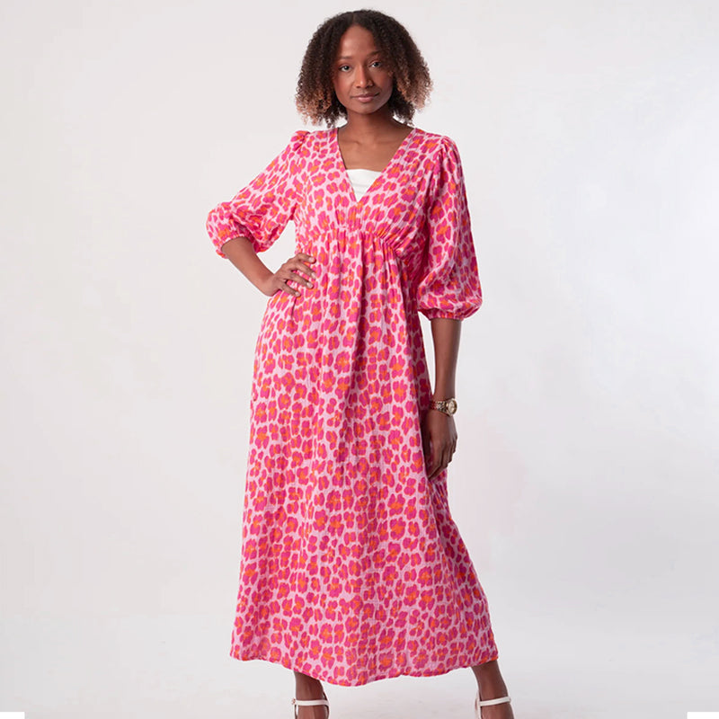 🏖️Sommer-Sonderverkauf 50% Rabatt!!🎀Damenkleid mit V-Ausschnitt und Druck