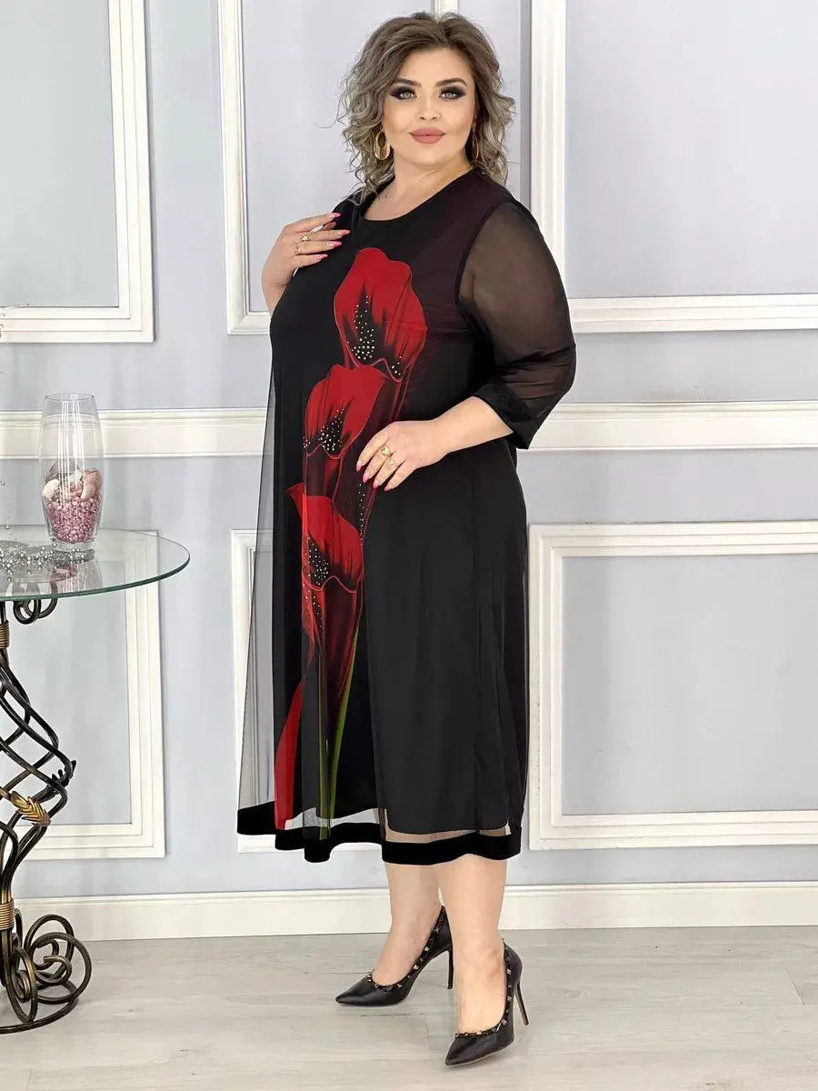 🔥🎉【S-4XL】2025 Elegante y sofisticado vestido de gasa negro