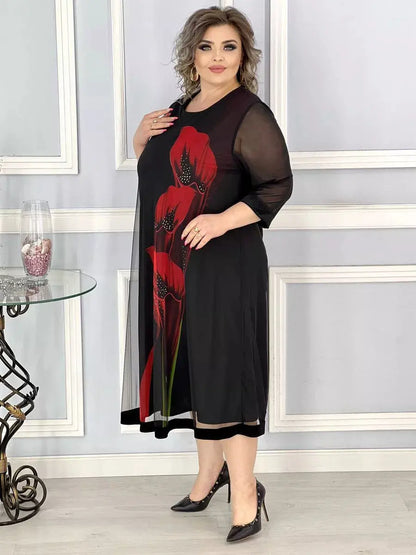 🔥🎉【S-4XL】2025 Elegante y sofisticado vestido de gasa negro